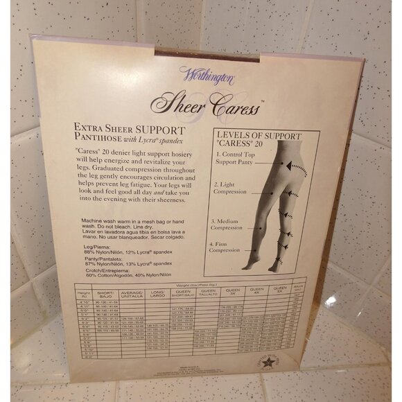 Vintage Worthington Sheer Caress Grey Extra Sheer Support Pantihose size long - Picture 6 of 6